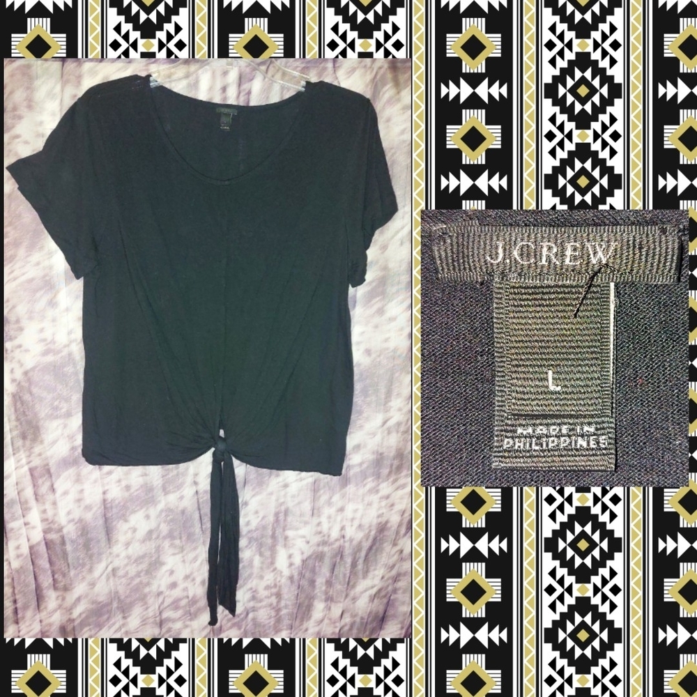 J.Crew brand Black Soft Knit Top w/Front Ties Sz Large